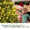 Pre-lit Hinged Christmas Tree wth Glitter Tips and Pine Cones - Color: Green - Size: 7 ft
