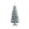 Snow-Flocked Hinged Artificial Christmas Pencil Tree with Mixed Tips-4.5 ft - Color: White - Size: 4.5 ft