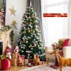 Unlit Snowy Hinged Christmas Tree with Mixed Tips and Red Berries-7' - Color: Green - Size: 7 ft
