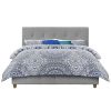 Queen size Grey Linen Upholstered Platform Bed with Button-Tufted Headboard
