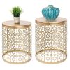 Set Of 2 Circle Charm Round Accent Table Nightstand Gold