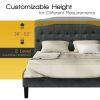 Queen Upholstered Headboard with Adjustable Heights-Dark Gray - Color: Dark Gray - Size: Queen Size