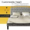 Queen Upholstered Headboard with Adjustable Heights-Light Gray - Color: Light Gray - Size: Queen Size