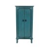 Vintage Turquoise Hand Painted Jewelry Armoire with Antique Drawer Pulls