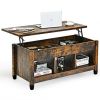 Lift Top Coffee Table with Hidden Storage Compartment- Brown - Color: Brown