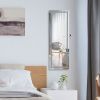 Mirrored Jewelry Armoire with Full Length Mirror and 2 Internal LED Lights-White - Color: White