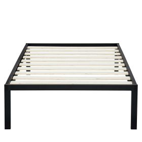 Twin Size Heavy Duty Metal Platform Bed Frame with Wooden Slats