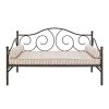 Twin Scrolling Metal Day Bed Frame in Contemporary Brushed Bronze Dark Pewter